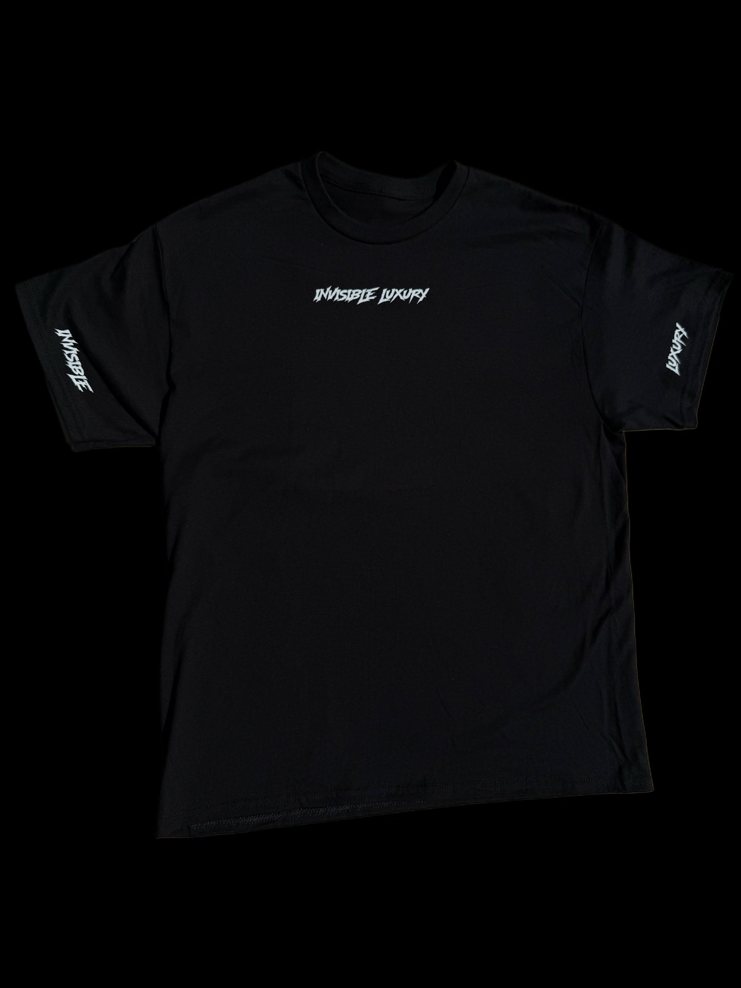 Invisible Luxury Black Tee (White Text Edition)