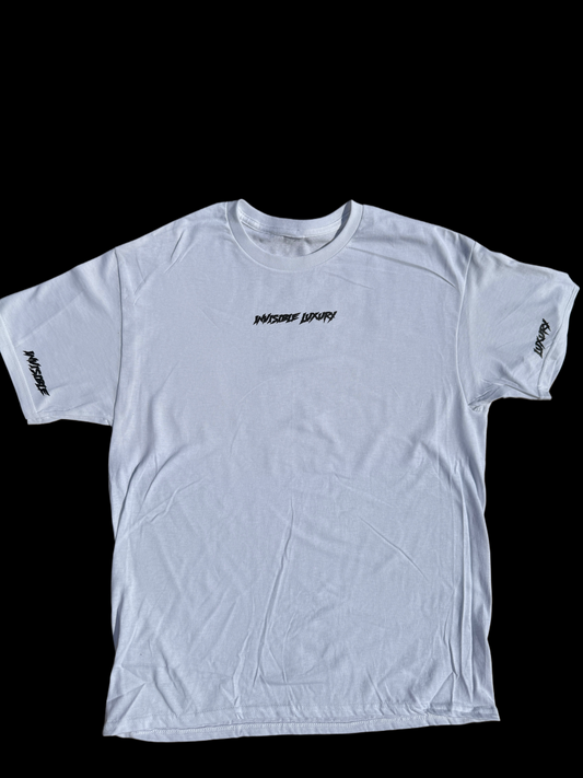 Invisible Luxury White Tee (Black Text Edition)
