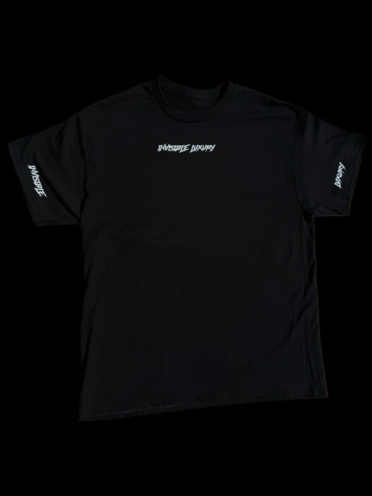 Invisible Luxury Black Tee (White Text Edition)